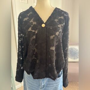 Zara Black Sheer Overlay Top